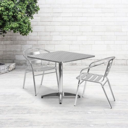 Flash Furniture 31.5'' Square Aluminum Indoor/Outdoor Table with Base (TLH0533) Perspective: back