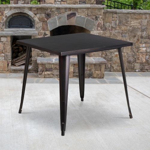 Flash Furniture 31.75'' Square Black-Antique Gold Metal Indoor-Outdoor Table CH5104029BQ Perspective: back