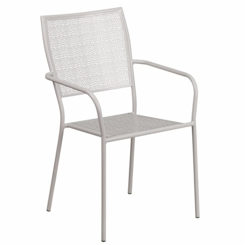 Flash Furniture Light Gray Indoor-Outdoor Steel Patio Arm Chair with Square Back (CO-2-SIL-GG Perspective: back