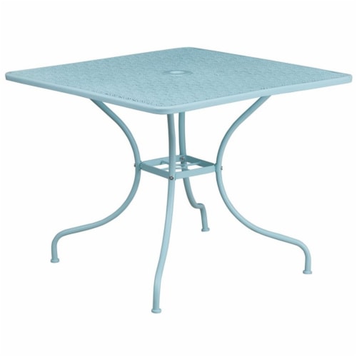 Flash Furniture CO-6-SKY-GG 35.5 in. Square Sky Blue Indoor & Outdoor Steel Patio Table Perspective: back