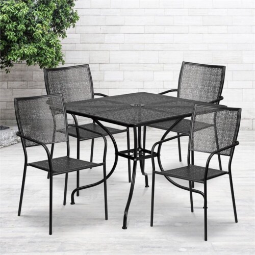 Flash Furniture CO 35SQ 02CHR4 BK GG Indoor Outdoor Steel Patio