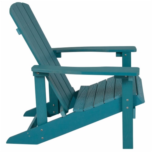 Flash Furniture Charlestown All-Weather Poly Resin Wood Adirondack Chair in Sea Foam Perspective: back