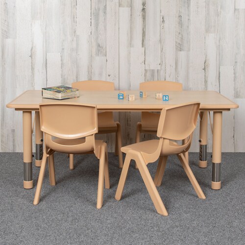 Flash Furniture YU-YCY-060-0034-RECT-TBL-NAT-GG 23.625 x 47.25 in. Rectangular Plastic Height Perspective: back