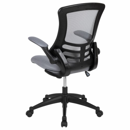 Emma + Oliver Mid-Back Dark Gray Mesh Swivel Ergonomic Task Office Desk Chair - Flip-Up Arms Perspective: back
