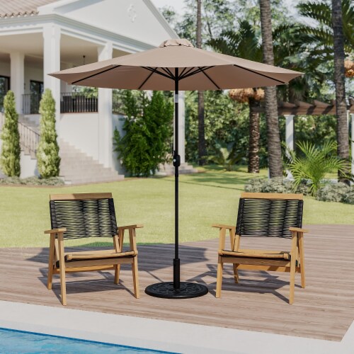 Flash Furniture TAN 9 FT ROUND PATIO UMBRELLA GM402003TAN Perspective: back