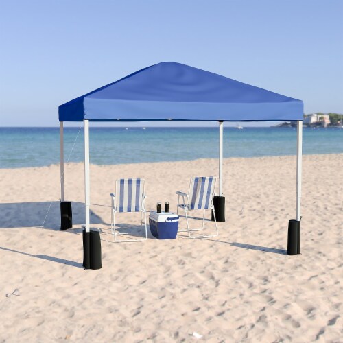 Flash Furniture 10'x10' Pop Up Event Strt Leg Canopy Tent w/Sandbags & Wheel Case BE Perspective: back