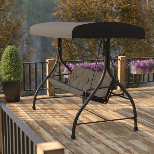 Flash Furniture Outdoor Steel Patio Swing Black (TLH007BK) Perspective: back