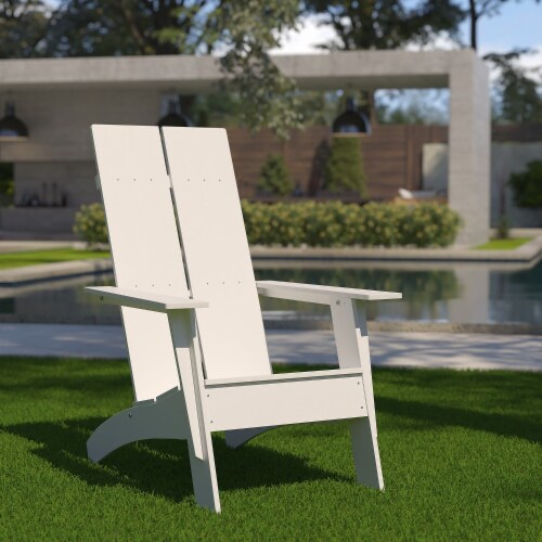 Flash Furniture Sawyer Poly Resin Wood Adirondack Chair White