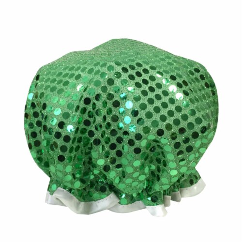 Wrapables Trendy Satin Shower Cap, Green Glitter Perspective: back