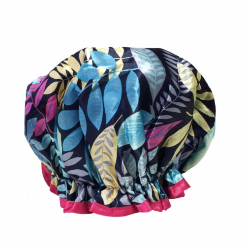 Wrapables Trendy Satin Shower Cap, Twilight Leaves Perspective: back