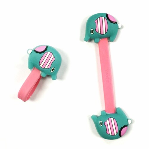 Wrapables Cute Animals Cord Organizer / Earphone Wrap, Set of 2 (Bear & Elephant) Perspective: back