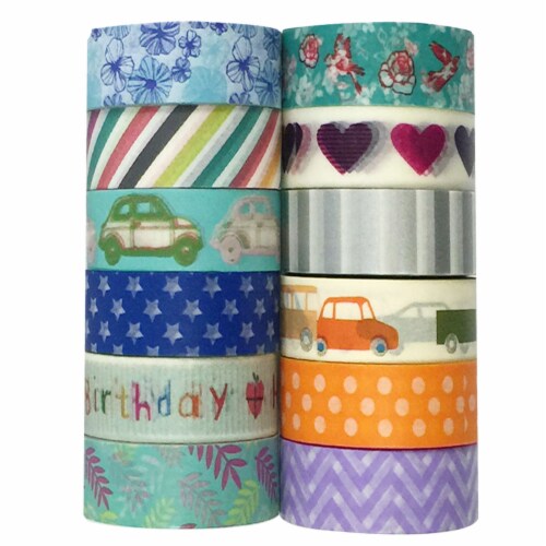 Wrapables Washi Tapes Decorative Masking Tapes, Set of 12, ADSET09 Perspective: back