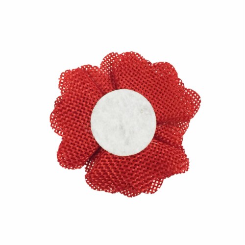 Wrapables Shabby Chic Burlap Rose Flower 2 Inch Diameter (Set of 20), Red Perspective: back