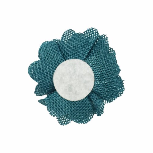 Wrapables Shabby Chic Burlap Rose Flower 2 Inch Diameter (Set of 20), Teal Perspective: back