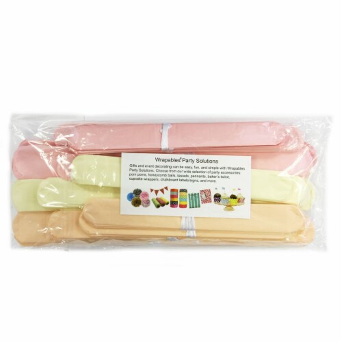Wrapables Set of 18 Tissue Pom Pom Party Decorations, Peach/Ivory/Light Pink Perspective: back