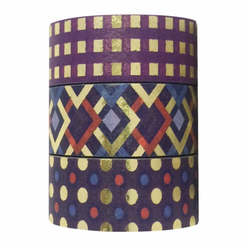 Wrapables Washi Masking Tape (Set of 3), Purple Party Perspective: back