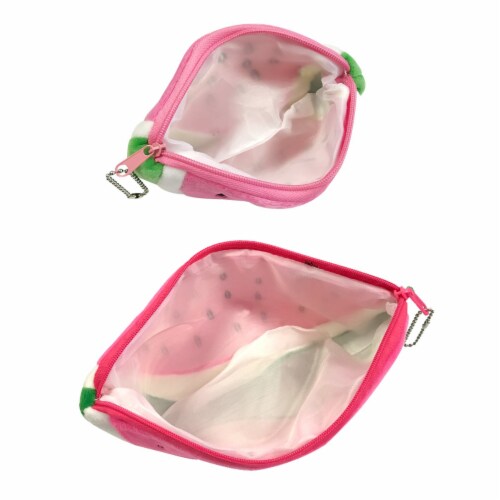 Wrapables Fruity Pencil Case and Pouch (Set of 2), Pink Watermelon Perspective: back