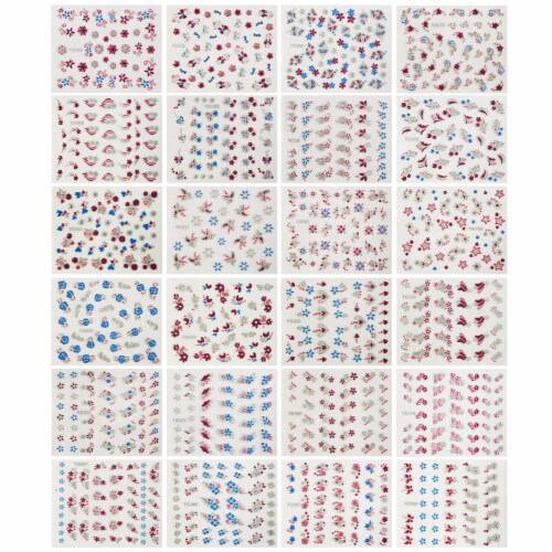 Wrapables Glitter Stars & Flowers Nail Stickers Sparkly Nail Art (24 sheets) Perspective: back