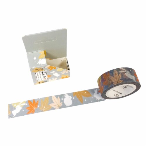 Wrapables Unique Designs Washi Masking Tape, 15mm x 7m Bunnies and Maple Leaves Perspective: back
