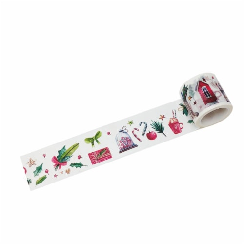 Wrapables Decorative Festive Wide Washi Masking Tape, 35mm x 5m/Eggnog & Mistletoe Perspective: back