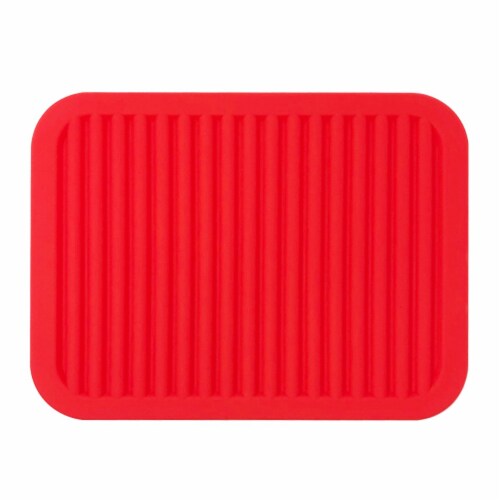 Wrapables Multi-use Durable Flexible Non-Slip Insulated Silicone Mat (Set of 2), Red Perspective: back