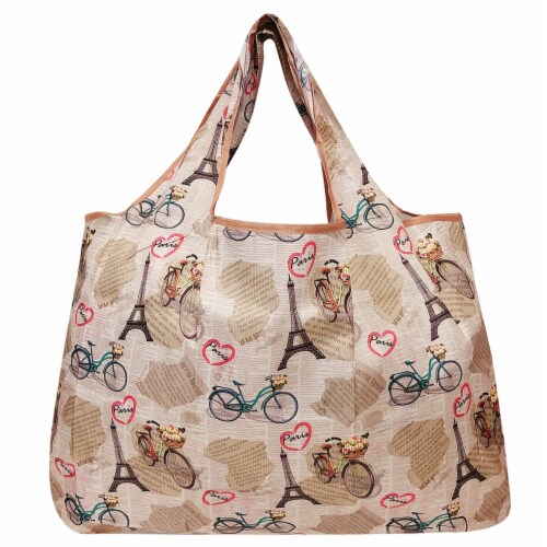 Wrapables Large Nylon Reusable Shopping Bag, Paris Perspective: back