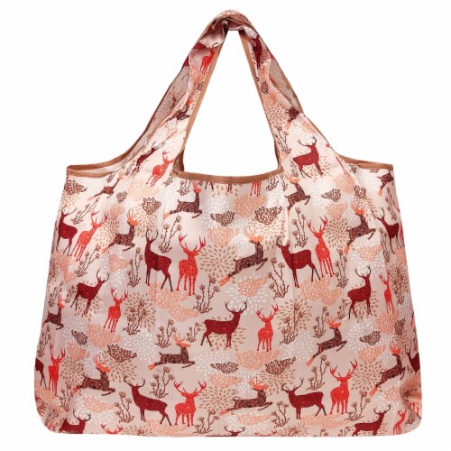 Wrapables Large Nylon Reusable Shopping Bags (Set of 3), Flamingos, Deer, Paris Perspective: back