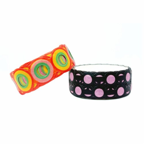 Wrapables Geometric Hollow Washi Masking Tape 4M Length Total (Set of 2), Bubbles Perspective: back