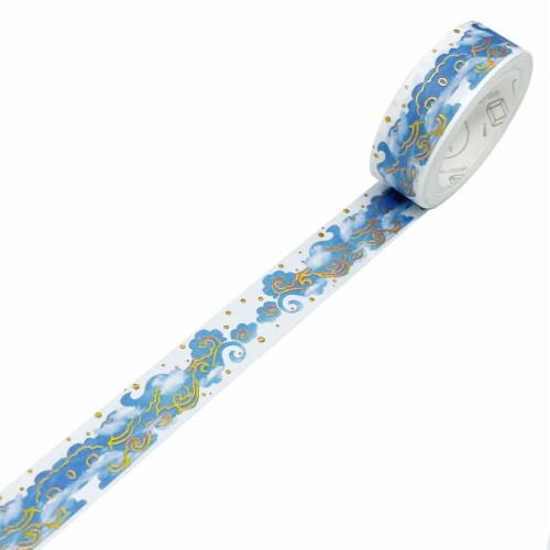 Wrapables Poetic Picturesque Gold Foil Washi Masking Tape, 15mm x 5M, Clouds Perspective: back