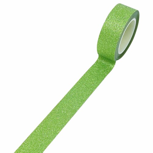 Wrapables Decorative Glitter Washi Masking Tape, Olive Perspective: back