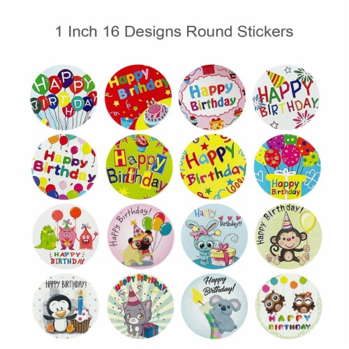 Wrapables 1 Inch Reward, Birthday, Thank You Stickers (1000pcs), Happy Birthday Perspective: back