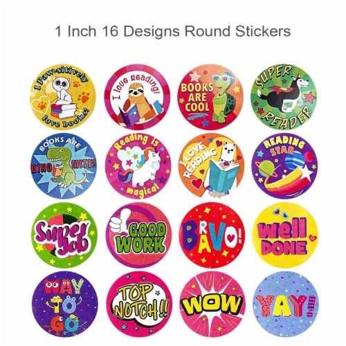 Wrapables 1 Inch Reward, Birthday, Thank You Stickers (1000pcs), Inspirational Animals Perspective: back