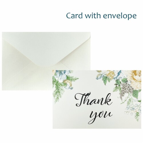 Wrapables Blank Thank You Cards with Envelopes for Special Events (Set of 4), Classic Floral Perspective: back