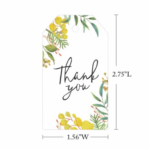 Wrapables Thank You Gift Tags for Weddings, Bridal & Baby Showers (50pcs), Green Nature Perspective: back