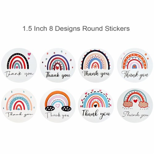 Wrapables 1.5 Inch Rainbow Thank You Stickers Roll for Boxes & Bags (500pcs) Perspective: back