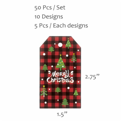 Wrapables Fun & Festive Christmas Holiday Gift Tags/ Hang Tags (50pcs), Festive Greetings Perspective: back