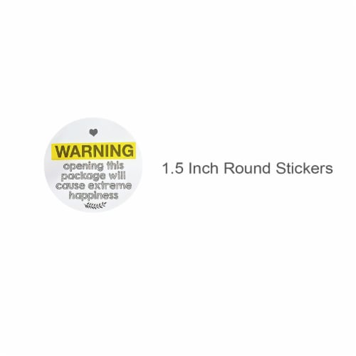 Wrapables 1.5  Yellow Extreme Happiness Warning Small Business Thank You Stickers Roll 500pcs Perspective: back