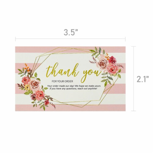 Wrapables 2.1  x 3.5  Thank You Cards for Small Business, Weddings, 120pcs, Floral Thank You Perspective: back