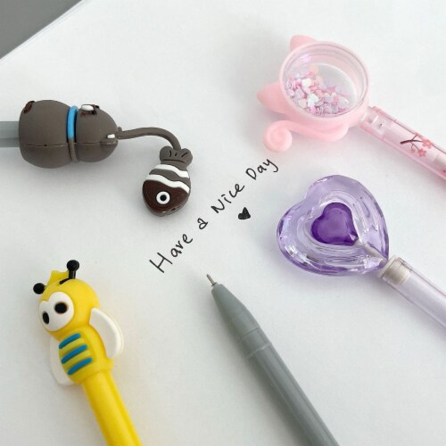 Wrapables Gel Pens School Office Supplies (12 pack), Comical Characters Perspective: back