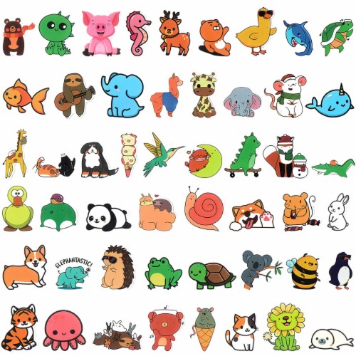 Wrapables Waterproof Vinyl Stickers for Water Bottles, 100pcs, Baby Animals Perspective: back