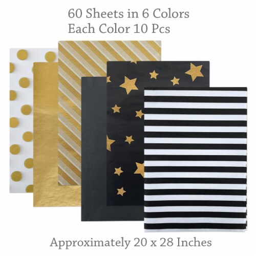Wrapables Tissue Paper 20 x 28 Inch for Gift Wrapping (60 Sheets), Black & Gold Perspective: back