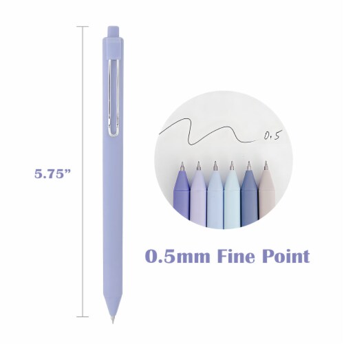 Wrapables Retractable Black Ink Gel Pens, 0.5mm Fine Point (Set of 6), Blue Perspective: back