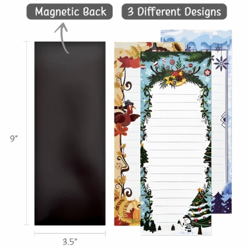 Wrapables Magnetic Refrigerator Memo Notepads (Set of 3), Holidays Perspective: back