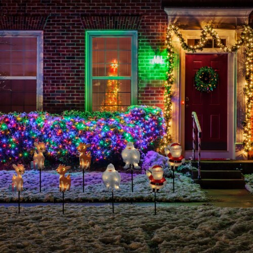 Northlight Set of 4 Lighted Rudolph and Friends Christmas Pathway Markers - Clear Lights Perspective: back