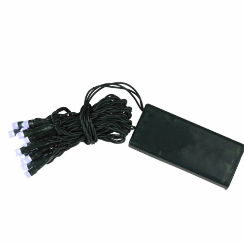 Product Works 15 Battery Operated White LED Micro Rice Christmas Lights - 6 ft Green Wire Perspective: back