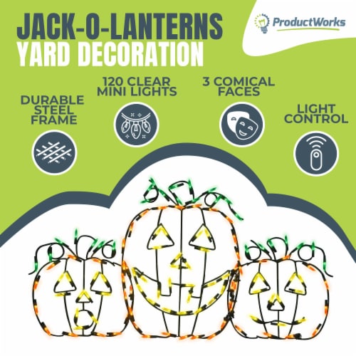 ProductWorks Pro Line LED Jack-O-Lanterns Halloween Yard Decoration Pumpkins Perspective: back
