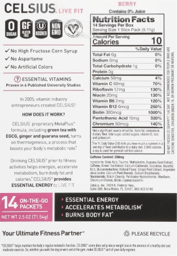 Celsius® Live Fit Berry Workout Supplement Perspective: back