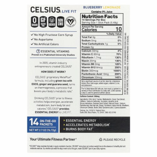 Celsius® Blueberry Lemon Paackets Perspective: back