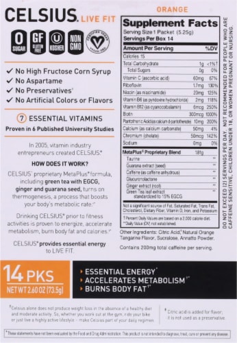 Celsius® Live Fit Orange Pre-Workout Formula Packets Perspective: back