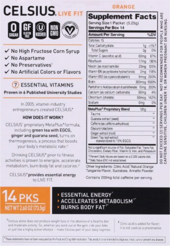 Celsius® Live Fit Orange Pre-Workout Formula Packets Perspective: back